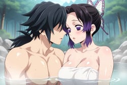 1boy 1girls about_to_have_sex about_to_kiss ai_generated artist_request bare_skin big_breasts big_butt big_penis big_thighs black_hair blush blush_lines blushing butterfly_hair_ornament completely_naked completely_nude couple curvy curvy_body curvy_female curvy_figure demon_slayer female female/female giyushino hetero heterosexual imminent_kiss imminent_sex kimetsu_no_yaiba kochou_shinobu looking_at_another looking_at_partner looking_pleasured lovers loving_gaze loving_it male male/female male_on_female muscular muscular_male naked naked_female naked_male nature nature_background nude nude_female nude_male onsen outdoors outside passionate passionate_couple pleasure pleasure_face pleasured pleasured_face pleasured_female pleasured_male seductive_gaze seductive_look smooth_skin staring staring_at_another staring_at_partner straight tomioka_giyuu towel towel_around_waist wanting_more