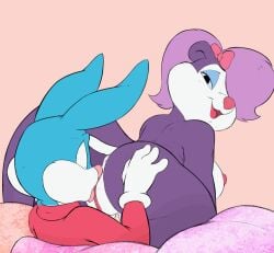 animated anthro buster_bunny butt cunnilingus duo facesitting female fifi_la_fume lagomorph leporid licking male male/female mammal mephitid oral rabbit sex sitting sitting_on_another skunk tiny_toon_adventures tongue usnarbit vaginal warner_brothers