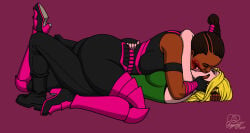 2girls female female_only french_kiss kaywest kissing lesbian_kiss mileena mortal_kombat mortal_kombat_(2021) netherrealm_studios sonya_blade tongue_kiss yuri