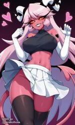 1girls ai_generated bare_arms bare_legs bare_shoulders bare_thighs big_breasts color demon demon_girl demon_horns demon_tail female female_focus female_only glavakolhoza helluva_boss hi_res horns large_breasts long_hair looking_at_viewer pink_body pink_skin red_eyes solo solo_female succubus succubus_horns succubus_tail tagme thick_thighs verosika_mayday_(helluva_boss) white_hair