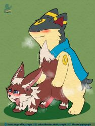 2024 anal eevee eeveelution feral generation_1_pokemon generation_2_pokemon hi_res hybrid_pokemon male male/male nintendo pokemon pokemon_(species) quilava syngie_(artist) umbreon