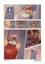 anthro anthro_on_anthro bathroom cheating cheating_girlfriend comic cuckold dominant_male inminent_sex metric_fox page_2 sneaky sneaky_sex