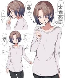 1boy big_penis bulge bulge_through_clothing femboy hamidemachi hyper_cock_femboy male male_focus male_only penis_under_clothes sera_aori_(hamidemachi) trap