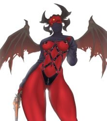 1girls demon demon_girl female hellsinger latex metal:_hellsinger red_skin solo spacemaxmarine tagme