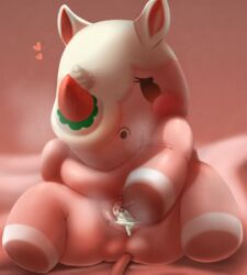 animal_crossing anthro bodily_fluids brew_sleeper cum cum_inside female furry furry_only genital_fluids genitals hi_res looking_at_viewer mammal merengue_(animal_crossing) nintendo pussy rhinocerotoid simple_background sitting solo video_games