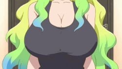 1girls animated black_tank_top bouncing_breasts breasts clothing female huge_breasts kobayashi-san_chi_no_maidragon large_breasts long_hair lucoa lucoa_(maidragon) miss_kobayashi's_dragon_maid mp4 multicolored_hair quetzalcoatl_(dragon_maid) sound tagme tank_top video