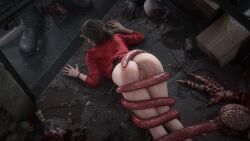 1girls 3d ass ass_focus asshole athazel bottomless brown_hair claire_redfield clothing defenseless exposed_ass exposed_pussy female imminent_anal imminent_rape imminent_sex jacket legs_together licker licker_(resident_evil) long_hair ponytail powerless pussy resident_evil resident_evil_2 resident_evil_2_remake restrained shirt source_filmmaker tentacle tentacle_tongue