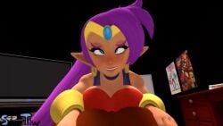 3d animated cum cum_in_pussy cum_inside dark-skinned_male dijinn elf_ears eyes_crossed genie girl_on_top male/female multiple_views muscular_male no_sound nude_male partially_clothed_female pointed_ears purple_hair sex shantae shantae_(character) silvertilver straight tagme vaginal_penetration video