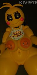 big_areola big_ass big_butt biting_lip biting_own_lip boobs breasts chica_(fnaf) female female_only five_nights_at_freddy's fnaf fur furry heart-shaped_pupils kivi976 nipple_piercing nude pussy pussy_juice tits toy_chica_(fnaf)