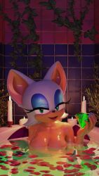 1girls 3d bathtub breasts dargotdruid female nude rouge_the_bat sonic_(series) tagme