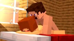 1boy 1girls 3d animated big_ass big_breasts blushing completely_nude from_behind jeonghyeon59066 minecraft missionary_position on_bed orange_hair original_character shorter_than_30_seconds shorter_than_one_minute sound steve_(minecraft) tagme vaginal_penetration video