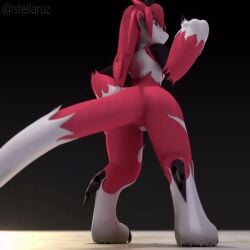 3d animated animation back female female_furry kobold lifrit stellaruz