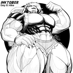 1girls abs anthro backpack biceps big_breasts borrowed_character breasts female female_only inktober mrmelted muscular muscular_female nancy_(agonwolfe) original png shirt shorts solo thick_thighs thunder_thighs wide_hips