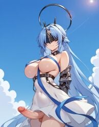 1futa ai_generated alsace_(azur_lane) azur_lane big_penis covered_nipples dickgirl erection esendor futanari huge_breasts solo stable_diffusion