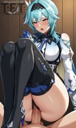 1boy 1girls ai_generated blue_hair bodysuit eula_(genshin_impact) genshin_impact sex touchfluffytails