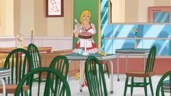 animated apron big_ass big_breasts blonde_hair discreenvision high_heels inusen lidia_(discreenvision) long_hair tagme the_secret_of_the_house