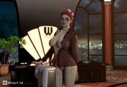 3d batman:_arkham_knight batman_(series) casual casual_nudity clothing dc dc_comics eyewear female human injustice_2 mistery_3d outerwear pamela_isley poison_ivy poison_ivy_(injustice)