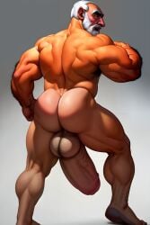 ai_generated father grandfather huge_balls huge_cock male_only muscular_ass muscular_back muscular_male