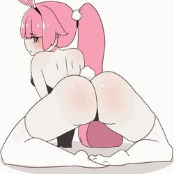 animated ass ass_shake big_ass bori_(artist) bouncing_ass bunny_ears bunny_tail bunnysuit female female_only girls'_frontline leotard looking_at_viewer looking_back ntw-20_(girls_frontline) pink_hair ponytail solo tears thighhighs thong_leotard twerking