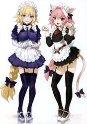 alternate_costume astolfo_(fate) crossdressing fate/grand_order fate_(series) high_heels jeanne_d'arc_(fate) maid tagme tail yang-do