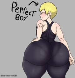 1boy almar_mjölner big_ass big_ass_(male) big_butt blonde_hair bodysuit darkmoonwd femboy feminine_body feminine_male hand_on_hip huge_ass huge_butt obese panty_lines thick_thighs tight_bodysuit wide_hips