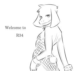 1boy aged_up asriel asriel_dreemurr blush clothed clothing femboy flat_chest goat goat_boy goat_ears goat_horns goat_humanoid goathamcity male male_only undertale white_body white_fur