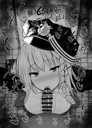 1boy 1girls big_breasts big_penis black_and_white blowjob blue_archive blush braid cape censored dark-skinned_male dark_skin detailed_background drooling eyelashes fellatio footwear gehenna_academy_logo_(blue_archive) gehenna_academy_student gourmet_research_society_(blue_archive) haruna_(blue_archive) hat heart human indoor inside kurotama legwear long_hair looking_at_viewer male male_pov oral oral_sex room saliva shiny shiny_skin sketch sound_effects squatting stockings sweat text tied_hair vein veins veiny veiny_penis