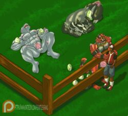 anthro bara daycare ditto egg heartlessfang hi_res incineroar invalid_tag machoke male male_only muscular nintendo obstagoon pacman20 pokémon_(species) pokeball pokemon pokemon_(species) trainer video_games