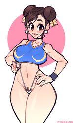 1girls big_breasts breasts chun-li female female_only large_breasts looking_at_viewer mrsteak pubic_hair solo street_fighter