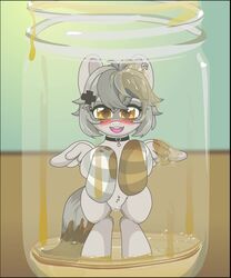 animated anthro blush choker collar cum_in_hair cum_jar cum_jar_(meme) cum_on_wings equine indie_virtual_youtuber jar meme moments_before_disaster piercing pony racoon_girl snuffy striped_legwear tagme video virtual_youtuber