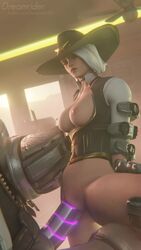 1boy 1girls 3d animated areolae ashe_(overwatch) big_breasts blender bob_(overwatch) bouncing_breasts breasts dreamrider erection female huge_cock large_breasts male nipples no_sound overwatch penetration penis pussy sex stomach_bulge straight vaginal_penetration video