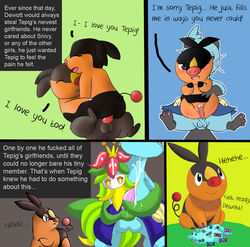 animal_genitalia animal_penis anthro anthro_on_anthro anthro_penetrated anthro_penetrating bestiality cheating comic cucked_by_pokemon cuckold cum cum_in_pussy cum_inside cum_on_upper_body dewott furry furry_only handjob lilligant netorare nintendo ntr pokémon_(species) pokemon pokemon_(species) pokemon_bw pokephilia snivythesuperior tepig text text_box text_bubble zoophilia