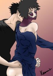 crossover dabi gay haikyuu!! kemuri_(artist) kuroo_tetsurou licking male my_hero_academia open_mouth pose sex todoroki_touya tongue tongue_out touya_todoroki yaoi