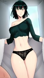 bare_legs big_breasts black_panties breasts curvy devilukez female female_focus female_only fubuki_(one-punch_man) hourglass_figure male no_pants one-punch_man panties solo solo_female solo_focus thin_waist unseen_male_face wide_hips