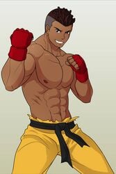 1boy abs bara brazilian capcom commission dark_eyes dark_skin male_only muscular muscular_male sean_matsuda second-party_source shirtless simple_background solo_male street_fighter street_fighter_6 street_fighter_iii street_fighter_iii:_3rd_strike street_fighter_iii_(series) street_fighter_v zephleit