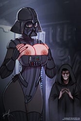 1girls 2d alternate_costume anakin_skywalker areolae background being_watched big_breasts bimbo bimbofication black_clothing black_nails bodysuit breast_grab breasts breasts_out busty cleavage coruscant curvy cybernetics cyborg dark_nails darth_vader deviantart emperor_palpatine eyes fake_breasts female female_focus fingerless_gloves fingernails fingers_together gender_transformation genderswap genderswap_(mtf) gloves grand_medical_facility grand_republic_medical_facility grin groping groping_self hand_on_breast hands_on_breasts hands_together happy headgear heart helmet holding_breast hood implants indoors kannelart large_breasts light-skinned_female light-skinned_male light_skin looking_at_another male nail_polish nipples old_man open_eyes pale-skinned_male pale_skin pantyhose patreon revenge_of_the_sith robe rule_63 signature sith smile standing star_wars surgery teeth url voluptuous wide_sleeves yellow_eyes