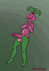 big_penis cute femboy flora_fauna leaf male penis plant rosy_cheeks shiny_skin sumghoul thick_penis thighhighs