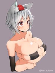 1girls big_breasts female halcachanel momiji_inubashiri silver_hair tagme touhou wolf_ears wolf_girl