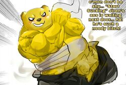 69_position animal_genitalia ball_sniffing ball_sucking bear belly big_belly big_dom_small_sub blush bondage botamo canine dirty_talk domination dragon_ball dragon_ball_super edit forced gay hug larger_male male male/male male_only muscle_gut muscular muscular_male musk obese_male overweight overweight_anthro overweight_male rape satisfied see-through size_difference smile smothering sniffing submissive text yellow_body