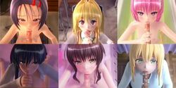 1boy 3d 6girls animated black_hair blonde_hair blowjob brown_hair censored clothing deepthroat glasses konjiki_no_yami kotegawa_yui large_breasts looking_at_viewer male_pov mm-star momo_velia_deviluke oral penis pink_hair pov purple_hair sairenji_haruna small_breasts sound tagme tearju_lunatique teenager to_love-ru video yuuki_mikan yuuki_rito