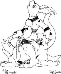 agumon digimon guilmon male_only skycroc veemon