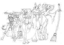 aladdin animaniacs bonkers boobs crossover digimon disney fawn_deer fez_(artist) minerva_mink mirage_(aladdin) monochrome nipples renamon sketch