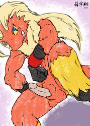 anthro blaziken front_view male male_only nintendo nude penis pokemon pokemon_(species) sitting solo tagme zenmigawa