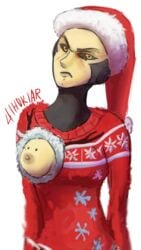 1girls angry breasts christmas clothed clothing female_focus female_only looking_at_viewer medium_breasts nipples raikoh-illust revealing_clothes seventh_sister simple_background solo star_wars star_wars_rebels text watermark white_background