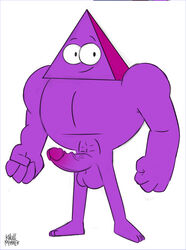 anthro balls erection genitals hi_res humanoid humanoid_genitalia humanoid_penis knullmannen_(artist) male male_only not_furry penis purple_(the_heist) purple_body purple_skin simple_background solo triangle_(shape) vein white_background