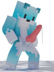 black_dot blue_fur canid canine canine_penis fox male male_only minecraft precum unfoe363