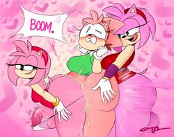 2021 3futas 5_fingers accessory amy_rose amy_rose_(boom) amy_rose_(classic) anthro ass balls big_butt black_nose blush bodily_fluids classic_amy_rose clothing cum eulipotyphlan eyelashes fingers fur furry futa_only futanari genital_fluids genitals gloves green_eyes hair handwear headband heart hedgehog hi_res love_train mammal nipple_outline ota_(artist) penis pink_body pink_fur pink_hair sandwiched selfcest signature smile sonic_(series) sonic_boom sonic_cd square_crossover tongue tongue_out trio vein veiny_penis