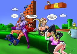 2boys 3girls areola areolae ass between_breasts bisexual bisexual_(female) bowsette breasts cowgirl_position crossover cunnilingus curvy dialogue elf elf_ears elf_female english english_dialogue english_text female femdom fire_flower handjob huge_ass huge_breasts human humanoid large_breasts luigi manaworld mario mario_(series) new_super_mario_bros._u_deluxe nintendo outercourse paizuri panties penis pointy_ears ponytail princess princess_peach purple_eyes purple_skin royalty seventy7 speech_bubble straight super_mario_bros. syx tail topless topless_female voluptuous warp_pipe yoshi yuri