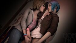 3d blue_hair chloe_price futanari handjob life_is_strange max_caulfield nohno