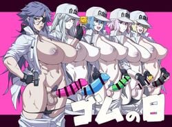 5futas :d areolae balls bar_censor black_gloves black_panties blonde_hair blue_eyes blue_hair breasts censored cleavage clothed clothes_pull clothing condom condom_on_penis erection eyepatch female_pubic_hair fingerless_gloves functionally_nude futa_only futanari gloves grey_hair hair_over_one_eye hand_on_hip hat hataraku_saibou hataraku_saibou_black human large_breasts light_skin looking_at_viewer mikoyan multiple_futa multiple_girls navel nipples open_clothes open_mouth pale_skin panties pants pants_pull panty_pull partially_clothed penis pink_hair ponytail pubic_hair purple_eyes purple_hair scar short_hair smile standing teeth testicles u-1196 u-1212 u-8787 underwear white_blood_cell_(hataraku_saibou) white_blood_cell_captain_(black)